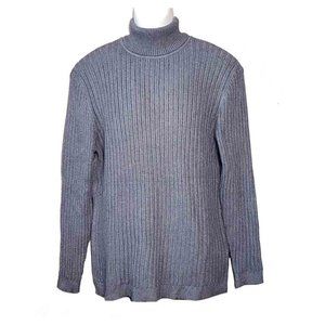 Coofandy Thick Ribbed Turtleneck Sweater Gray Men's Slim Fit XL